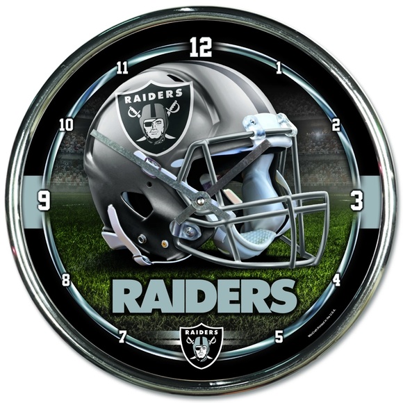 NFL Oakland Raiders Chrome Clock - Picture 1 of 2